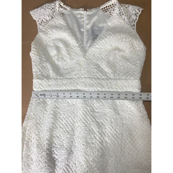 NWT BHLDN MONIQUE LHUILLIER DRESS 14 FLORAL WHITE LACE COCKTAIL BRIDAL WEDDING - Picture 13 of 16